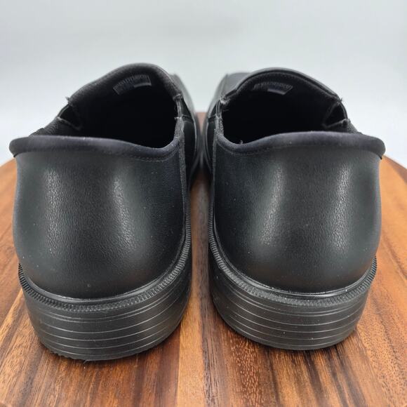 Skechers Slip Ins Shoes Mens 10.5 Black Leather Relaxed Fit Bicycle Toe Loafers main image 4